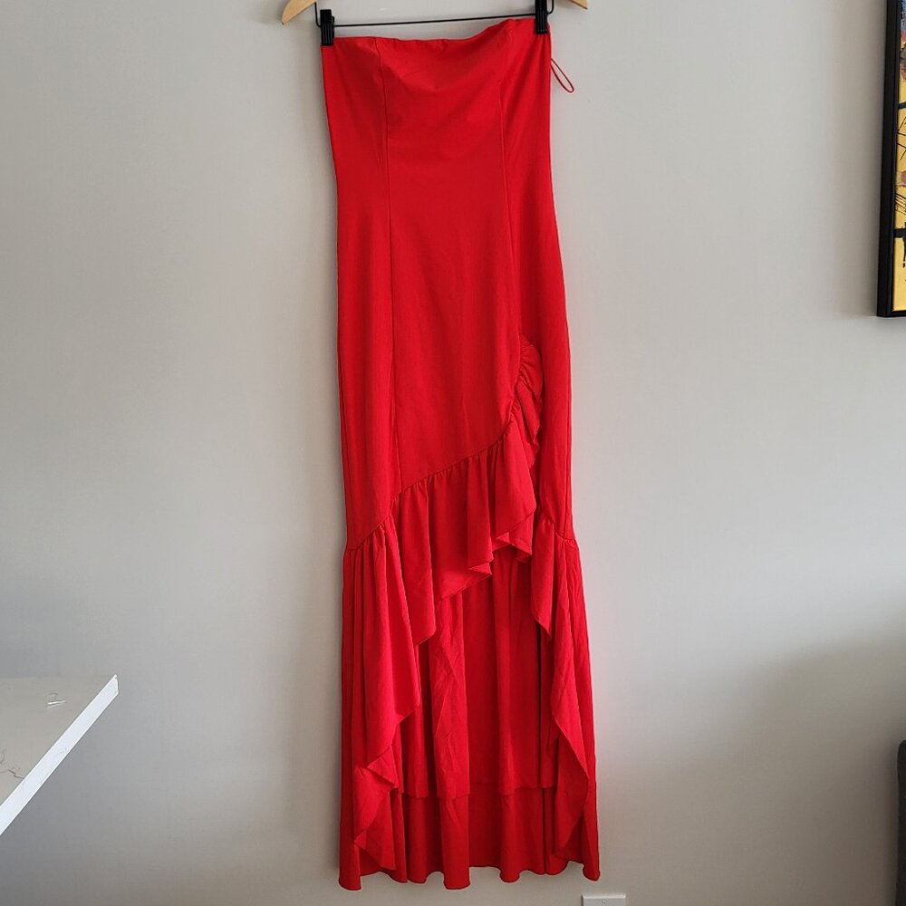 Klesis Strapless Red Hi-Lo Dress
